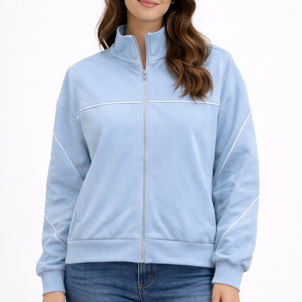 Light Blue Zip-Up Track Jacket